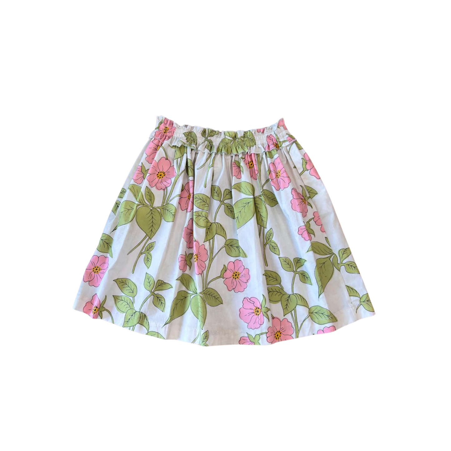 Piccola Ludo Pink/Green Vintage Inspired Floral Print Skirt