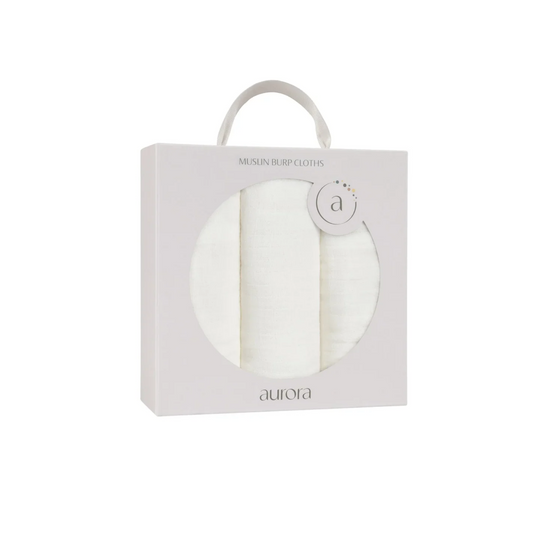 Aurora White 3 Pack Muslin Burp Cloth