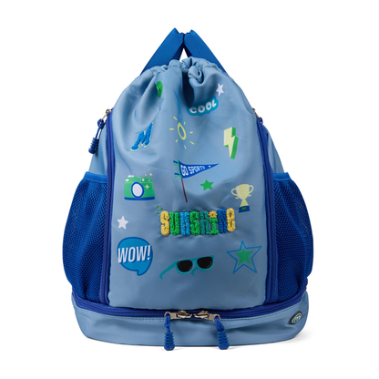 Memoi Dusty Blue Sayings & Logos Bag
