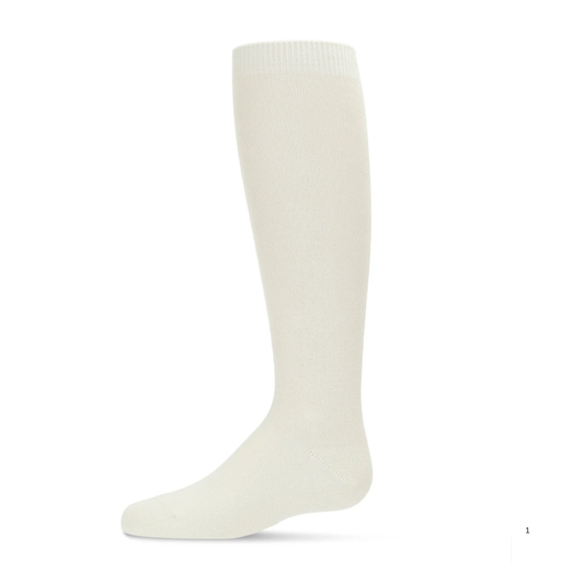 Memoi Kids Basic Soft Rayon from Bamboo Knee High Socks Winter White - Mk-6266