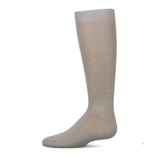 Memoi Kids Basic Soft Rayon from Bamboo Knee High Socks Silver Lurex - Mk-6266