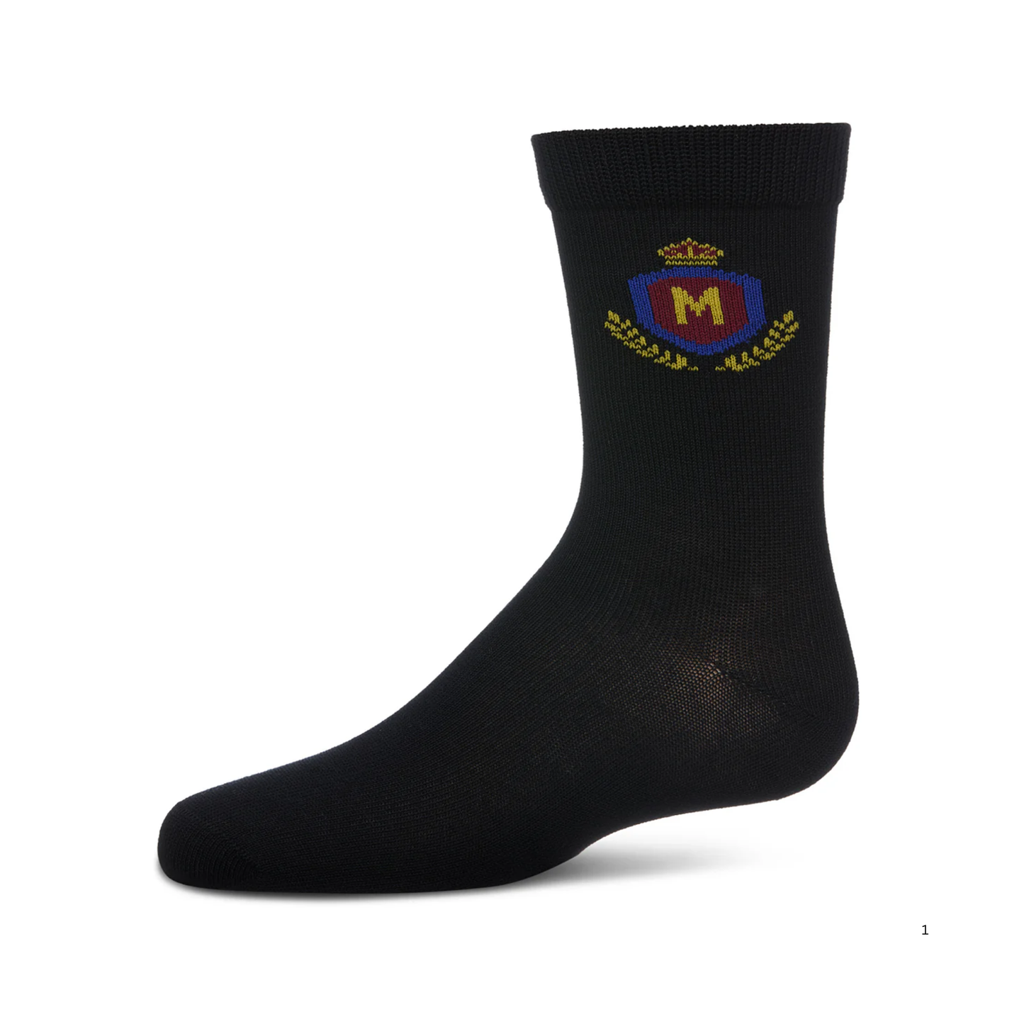 Memoi Boys Stitched M Crest Solid Color Dress Crew Socks - Mk-146