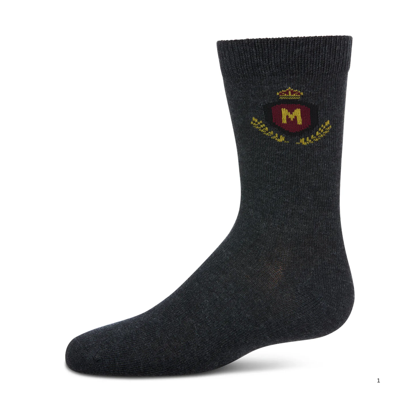 Memoi Boys Stitched M Crest Solid Color Dress Crew Socks - Mk-146