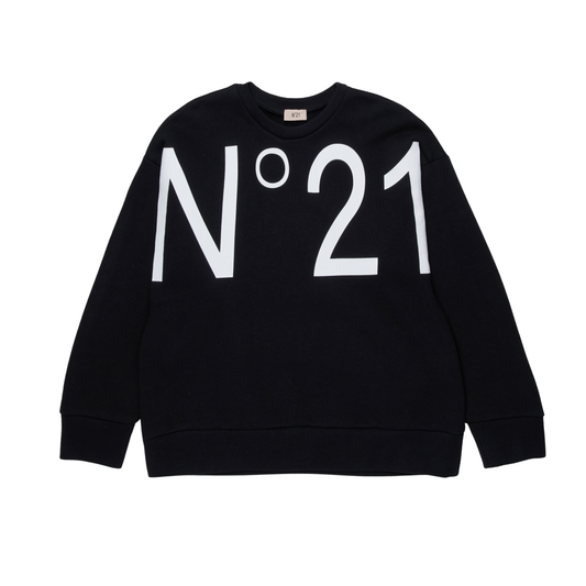 N°21 Black  Logo Oversized Long Sleeve Sweatshirt