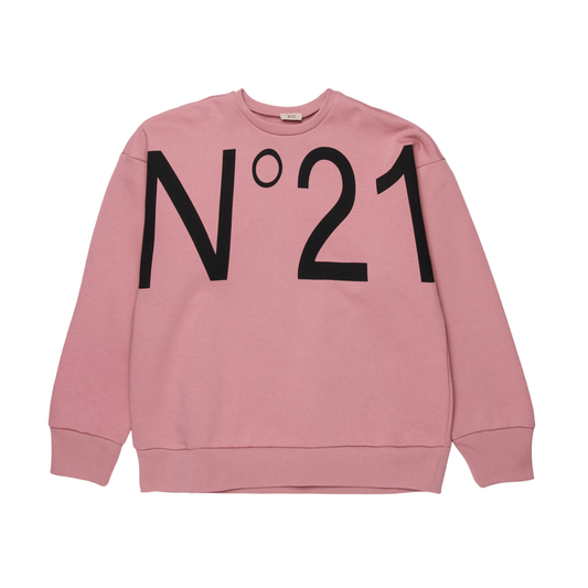 N°21 Pink  Logo Oversized Long Sleeve Sweatshirt