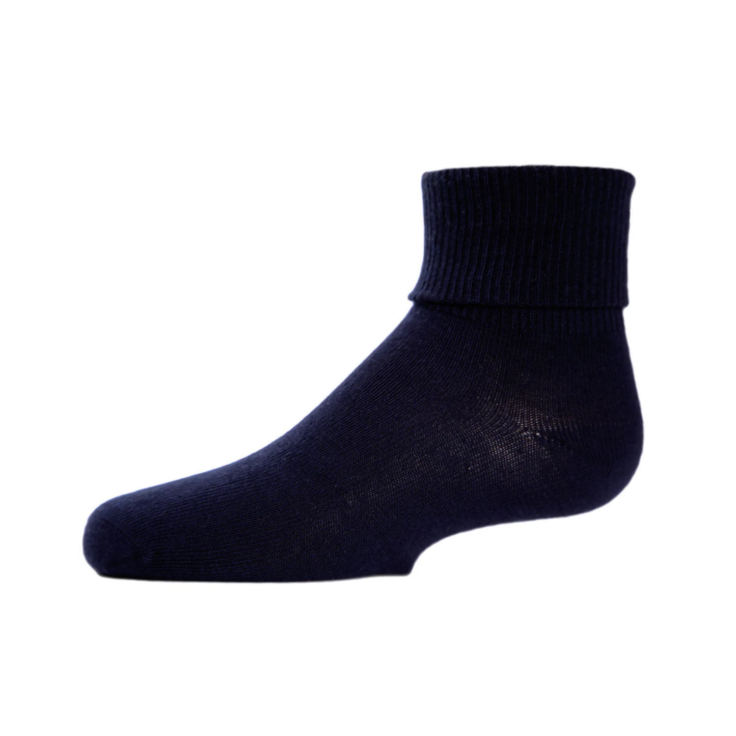 Memoi Navy Kids Triple Roll Cotton Blend Ankle Socks