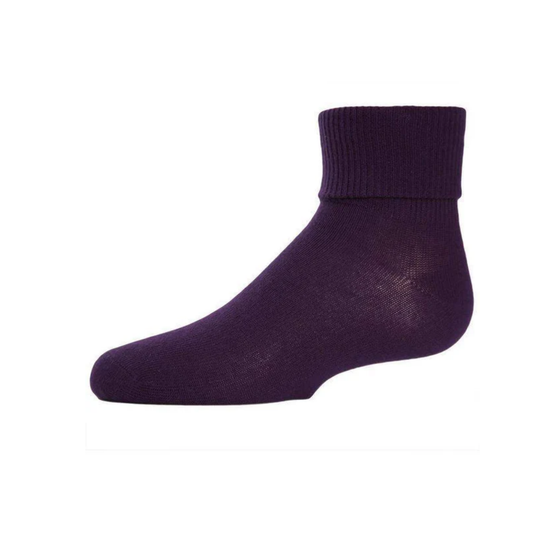 Memoi Kids Triple Roll Cotton Blend Ankle Socks Night Shade - Mk-5058