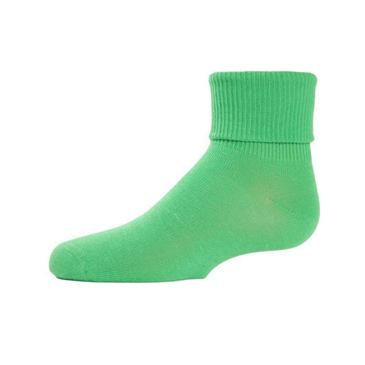 Memoi Turtle Green Kids Triple Roll Cotton Blend Ankle Socks