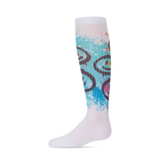 Memoi Graffiti Smiley Cotton Blend Knee High Socks - Mkf-7093