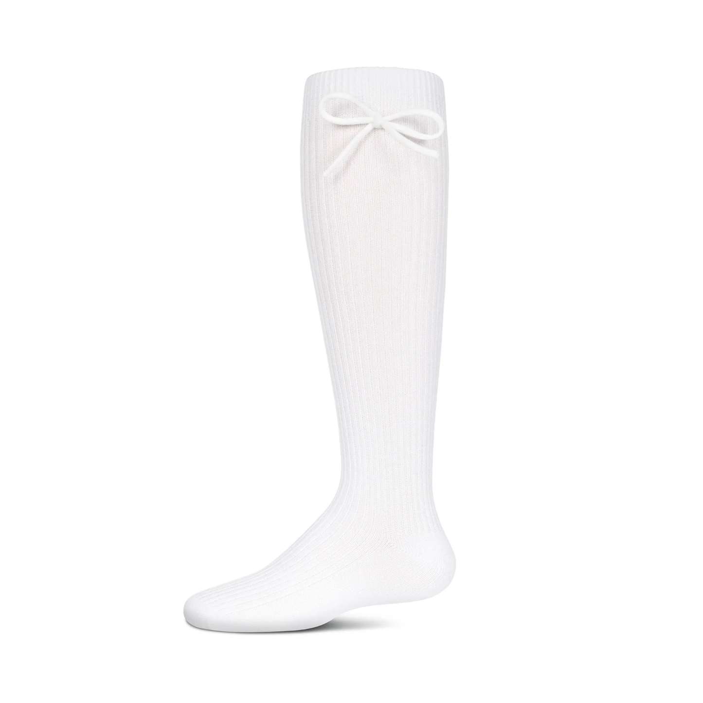 Memoi Girls Ribbed Bow Knee-High Socks - Mkf-2007