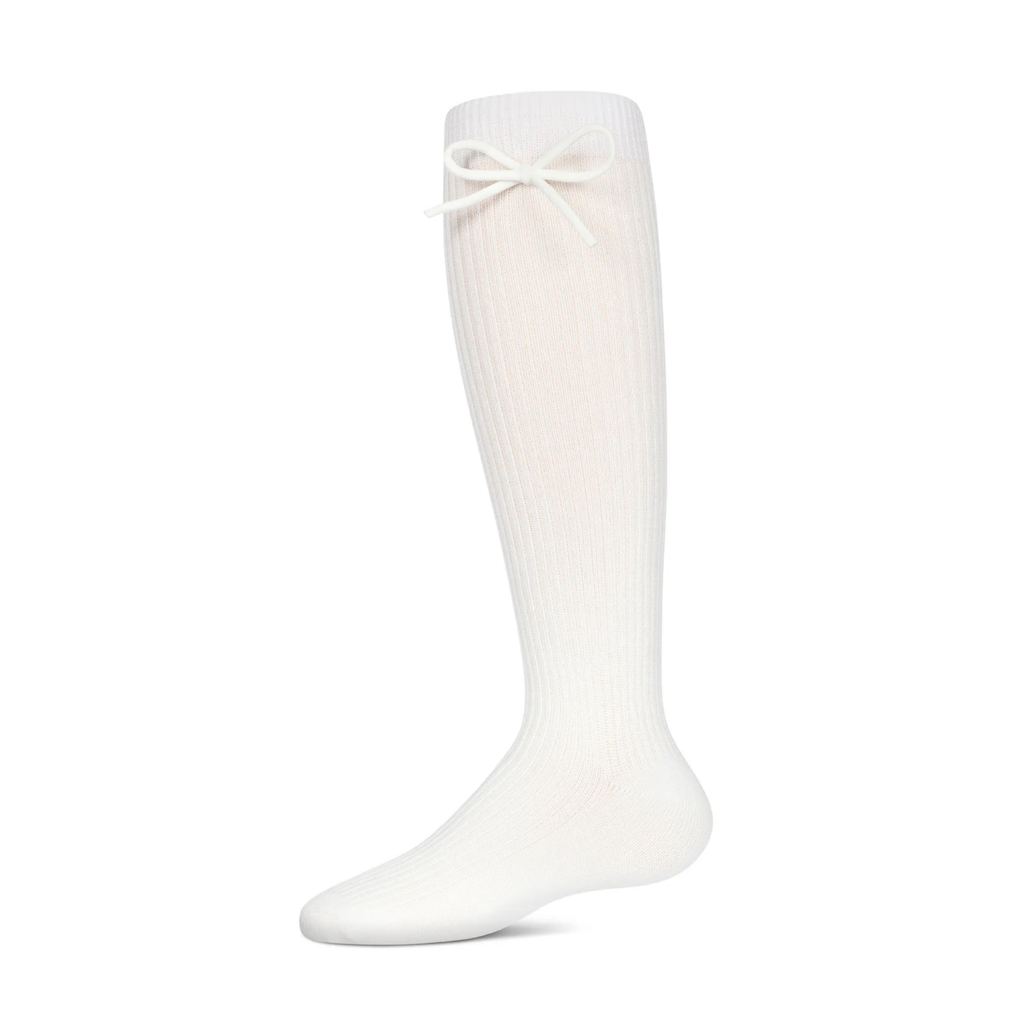 Memoi Girls Ribbed Bow Knee-High Socks - Mkf-2007
