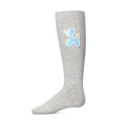 Memoi Girls Iridescent Balloon Dog Cotton Blend Knee High Sock - Mkf-7125