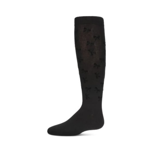 Memoi Flocked Bow Knee High - Mkf-7147