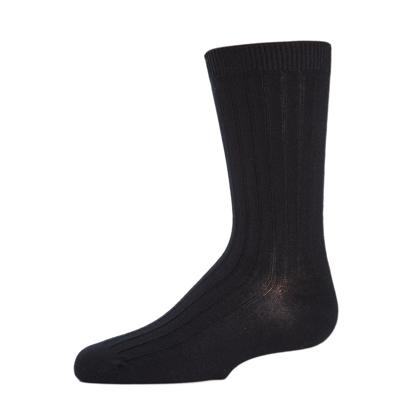 Memoi Boys Essential Ribbed Mercerized Cotton Crew Socks