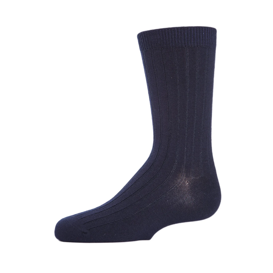 Memoi Boys Essential Ribbed Mercerized Cotton Crew Socks - Mk-173