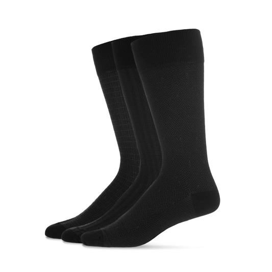 Memoi Mens 3 Pair Pack Assorted Mercerized Cotton Blend Crew Socks - Mm-474