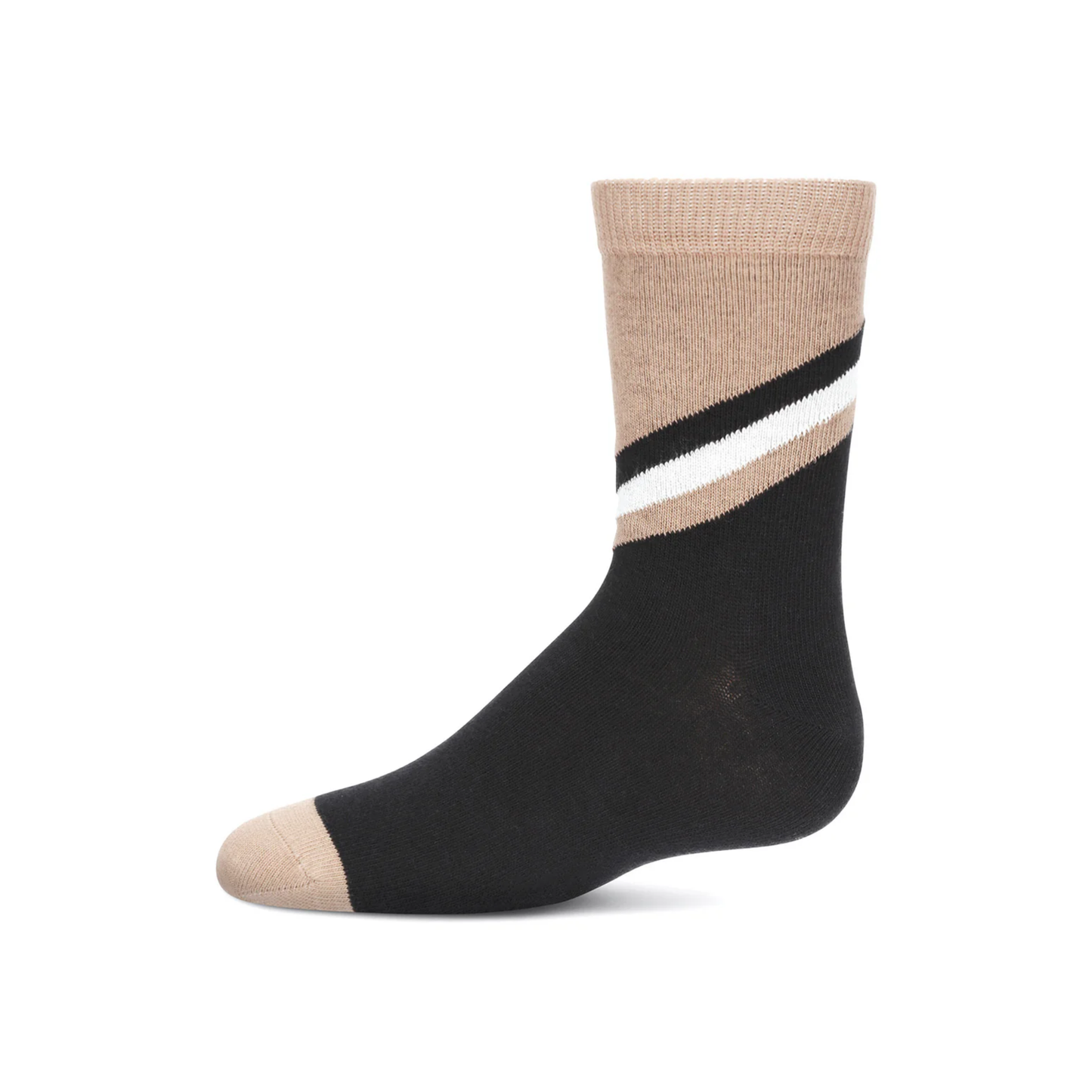 Memoi Boys Geometric Diagonal Stripe Crew Socks - Mk-165