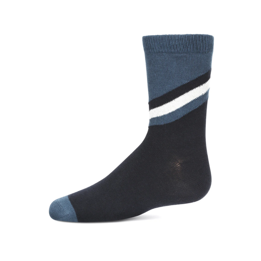 Memoi Boys Geometric Diagonal Stripe Crew Socks - Mk-165