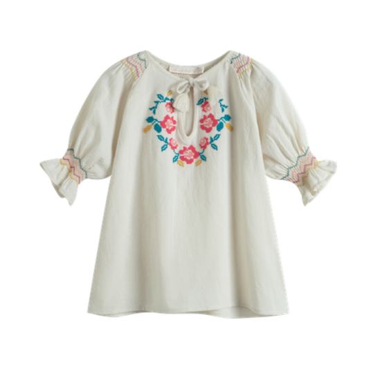 C'Era Una Volta Cream Amelia Embroidered Shirt