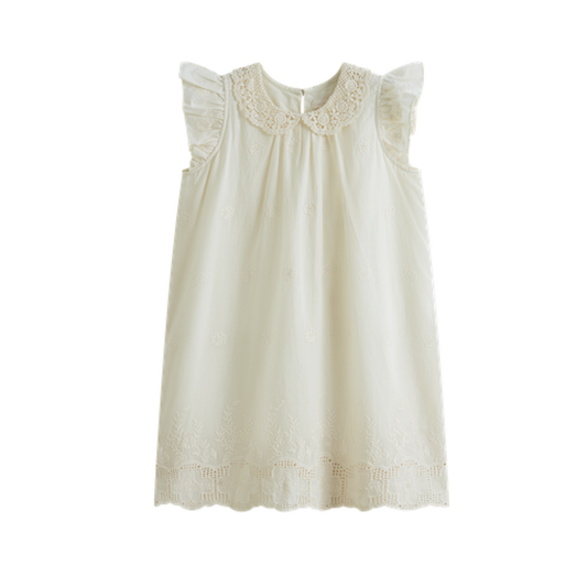 C'Era Una Volta Cream Antonella Embroidered Sleeveless Dress