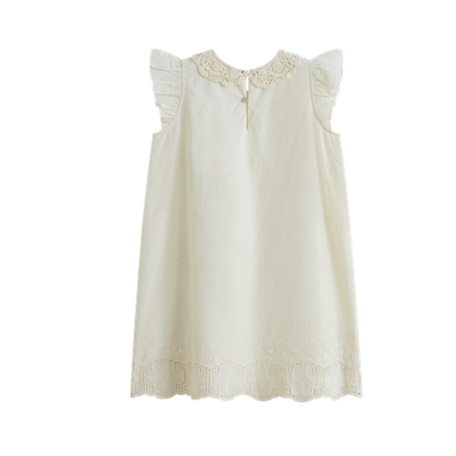 C'Era Una Volta Cream Antonella Embroidered Sleeveless Dress