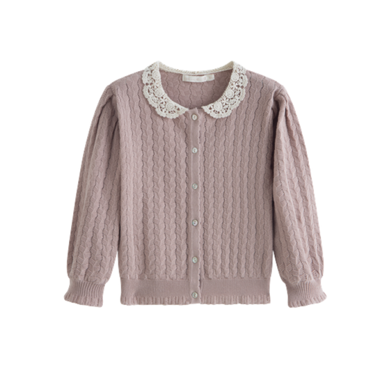 C'Era Una Volta Lilac Adelia Knitted Long Sleeve Cardigan