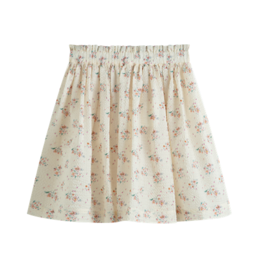 C'Era Una Volta Cream July Seersucker Flower Skirt