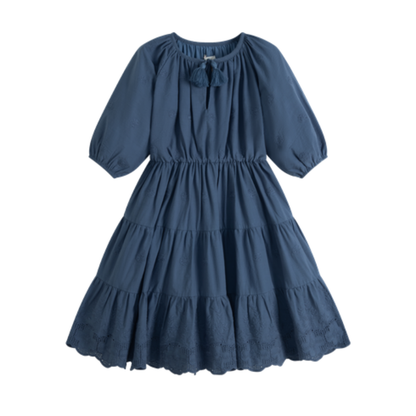 C'Era Una Volta Dusty Blue Olivia Embroidered Dress