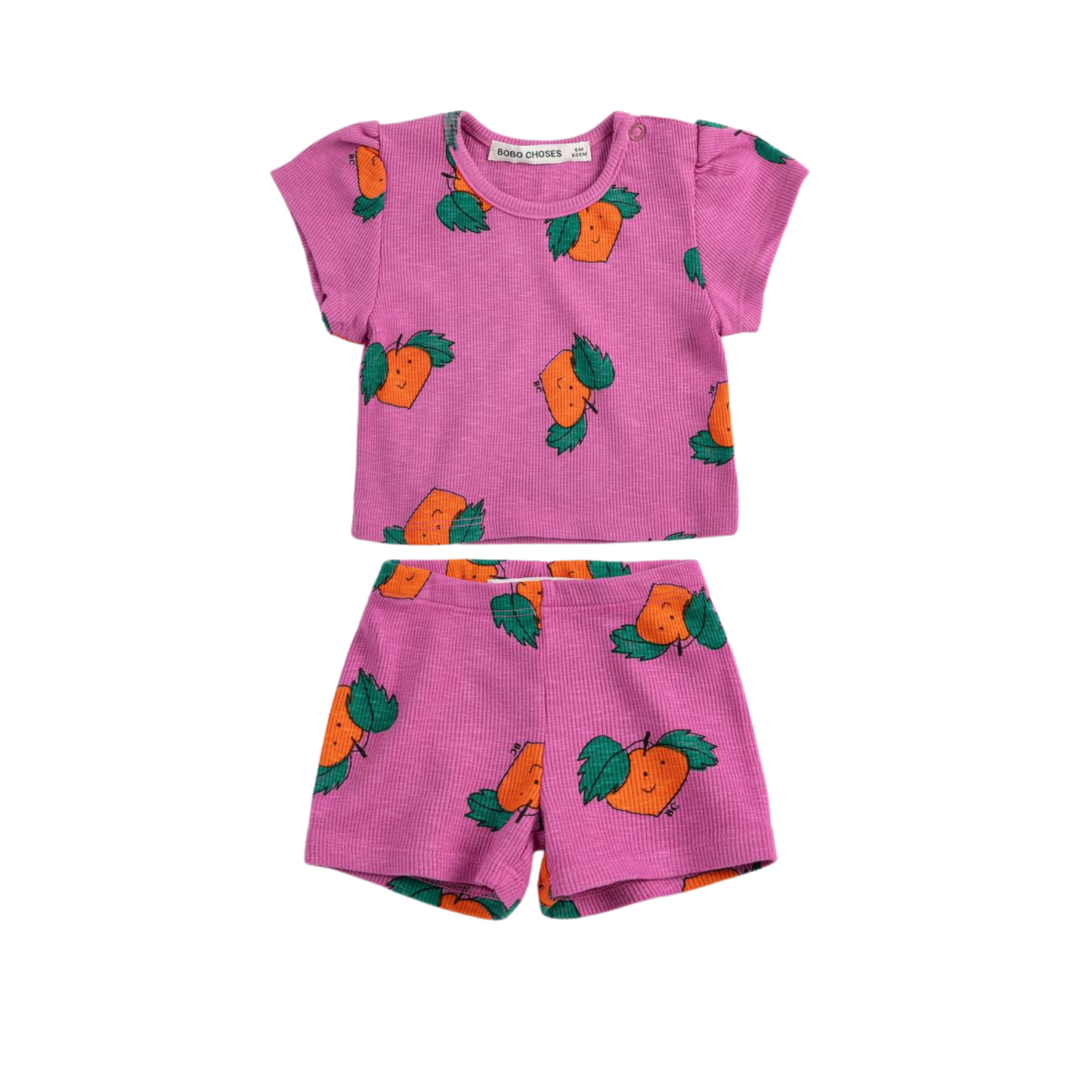 Bobo Choses Fuchsia Tangerine All Over Shorts Set