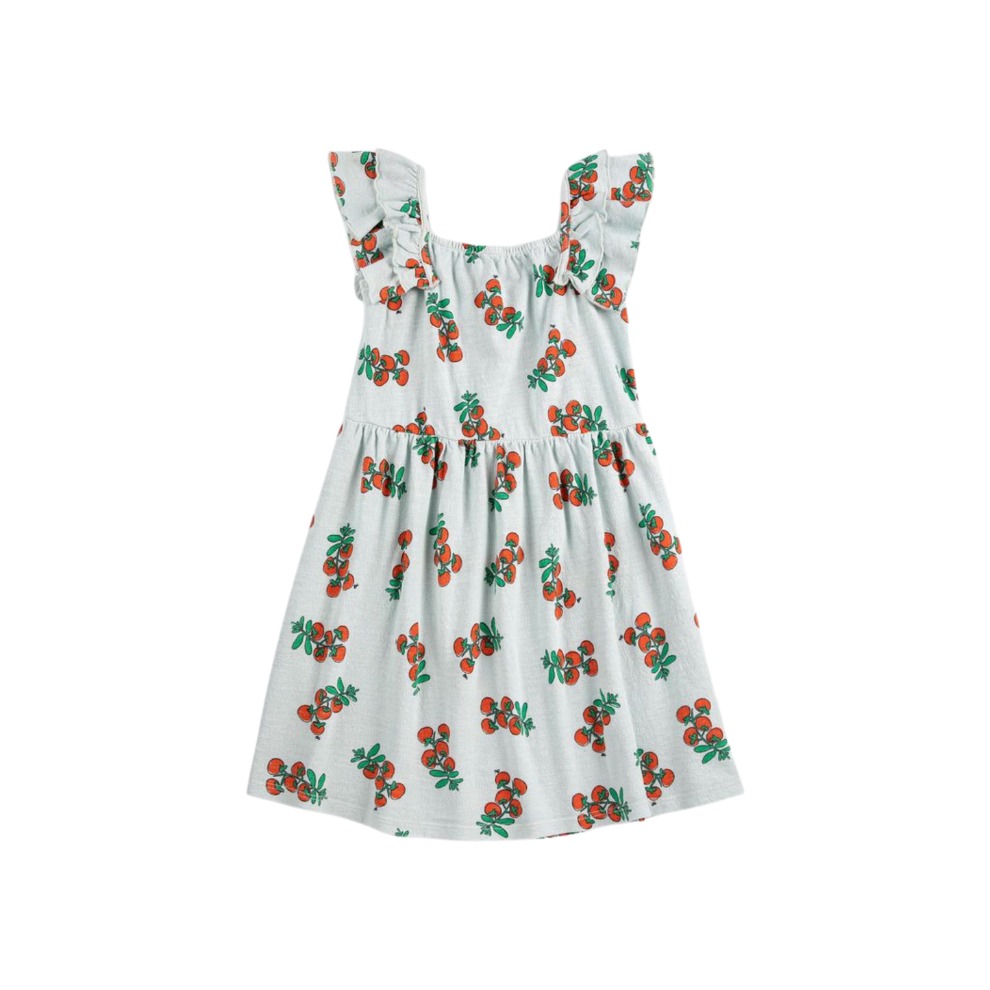 Bobo Choses Light Blue Juicy Tomatoes All Over Ruffled Sleeveless Dress