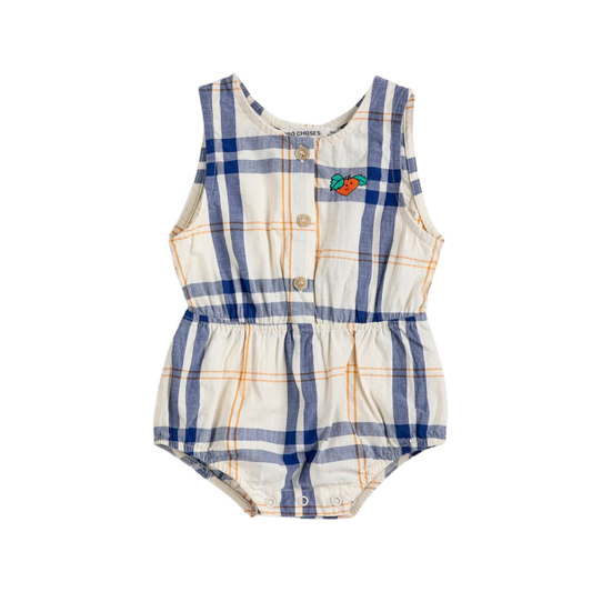 Bobo Choses White Fun Tartan Woven Romper