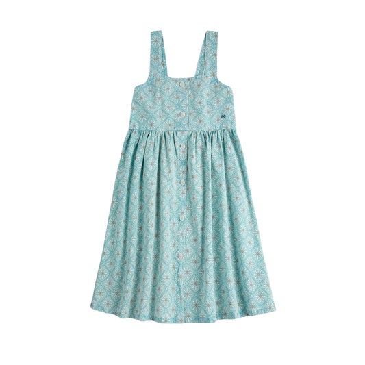 Bobo Choses Light Blue Daisy Mosaic All Over Woven Sleeveless Dress