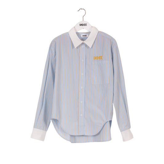 Indee Sky Blue Vizcaya Striped Embroidery Shirt