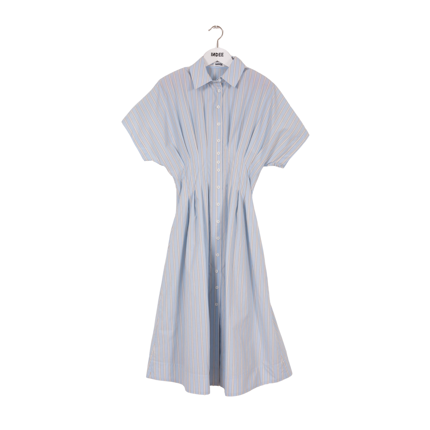 Indee Sky Blue Valois Buttoned Pleated Dress