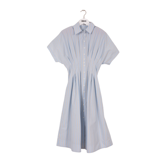 Indee Sky Blue Valois Buttoned Pleated Dress