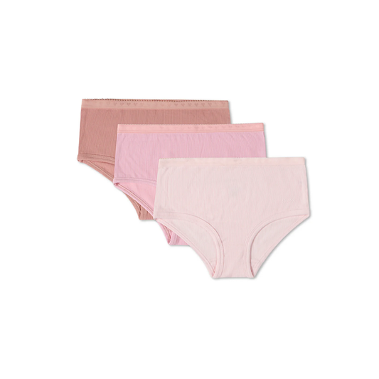 Memoi Solid Ribbed Modal Girls Panty 3 Pair Pack
