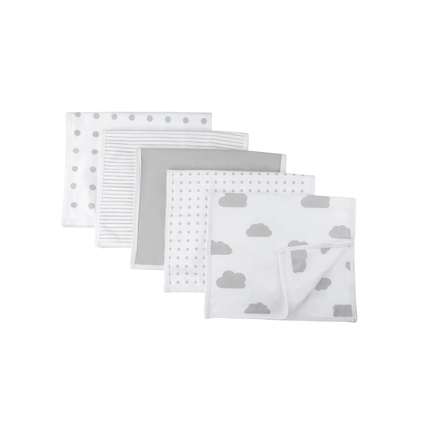 Ely's & Co Grey Waterproof Burp Cloths 5-Pack Combo