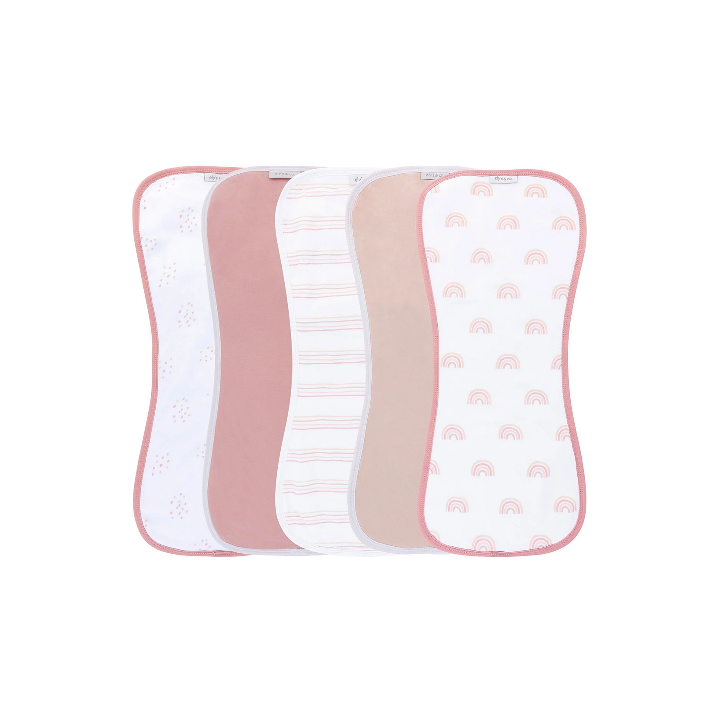 Ely's & Co Dusty Pink Absorbent Burp Cloths 5-Pack Rainbow