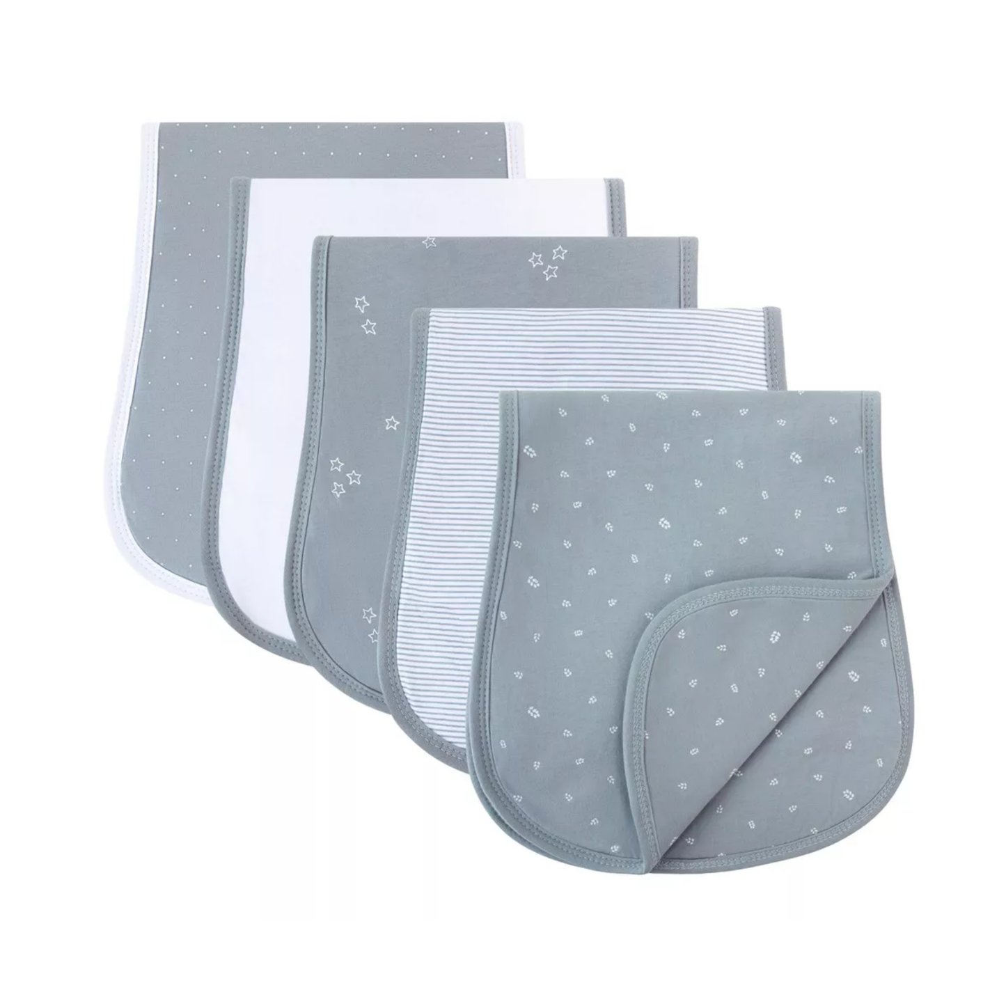 Ely's & Co Blue Absorbent Burp Cloths 5-Pack Leaf Collection