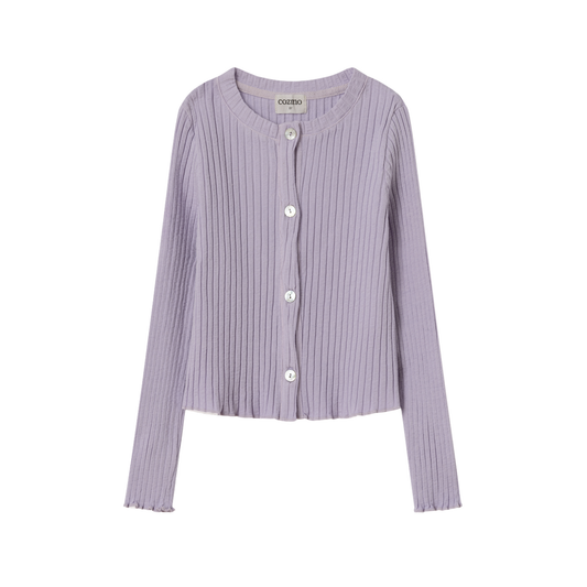 Cozmo Lavender Celia Rib Long Sleeve Cardigan