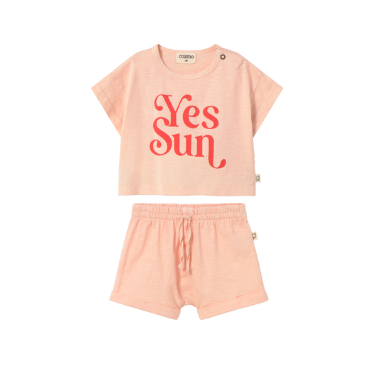 Cozmo Cloud Pink Aura Yes Sun Shorts Set