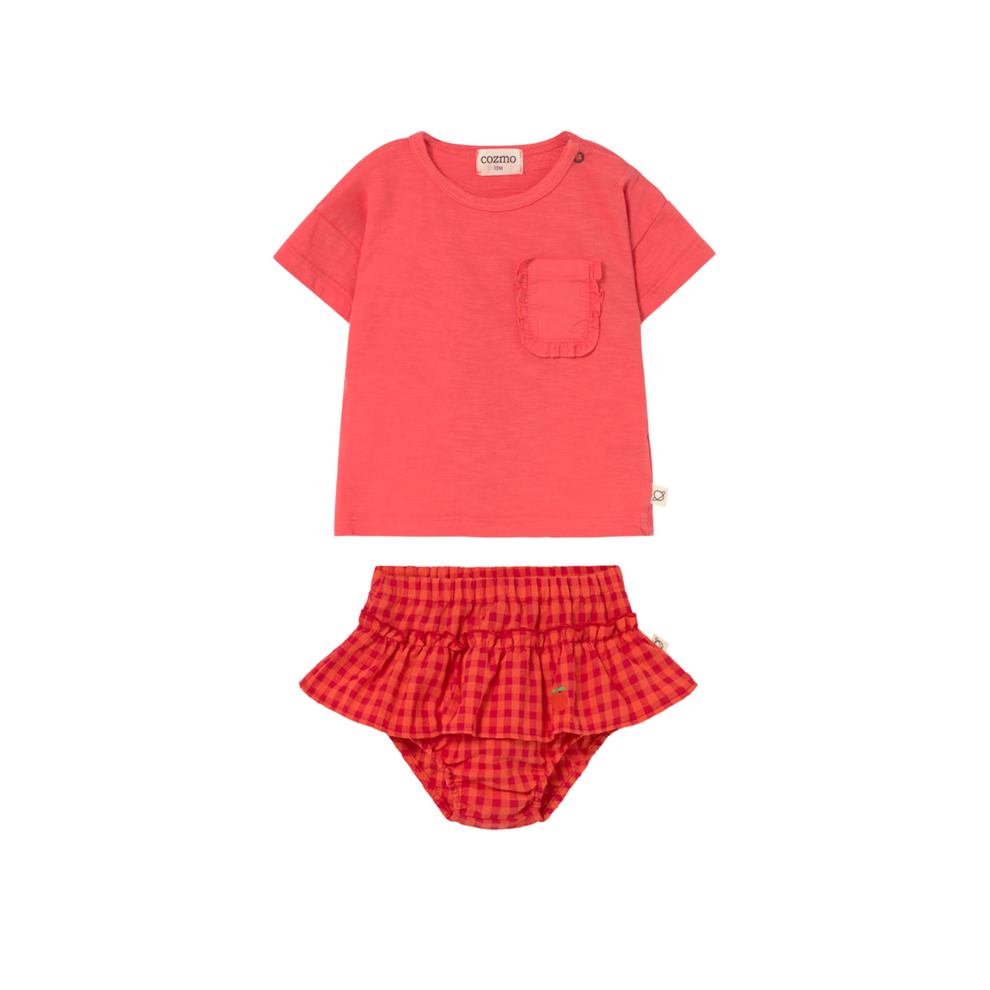 Cozmo Tomato Brisa Gingham Bloomer Set