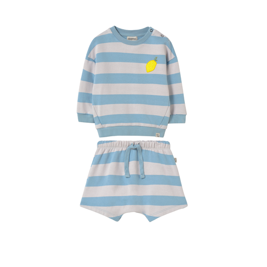 Cozmo Blue Cali Striped Shorts Set