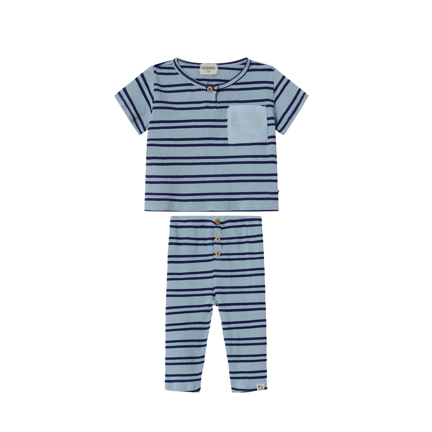 Cozmo Blue Lotus Double Stripes Leggings Set