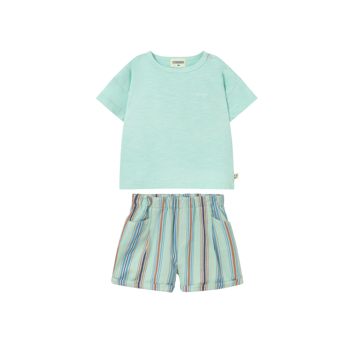Cozmo Aqua Basic Stripe Shorts Set