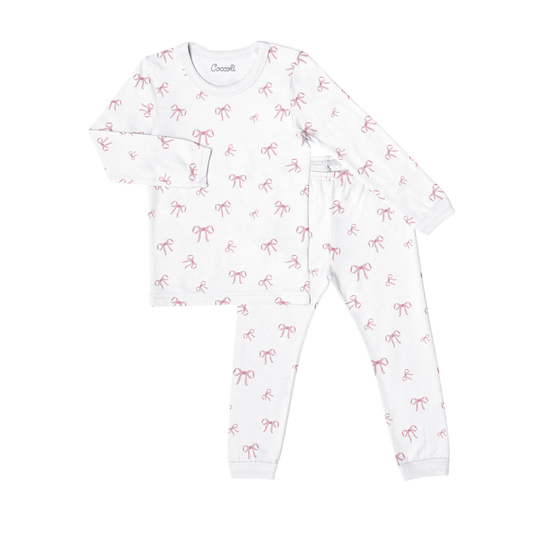 Coccoli Bows On Cream Long Sleeve Cotton-Modal Pajama