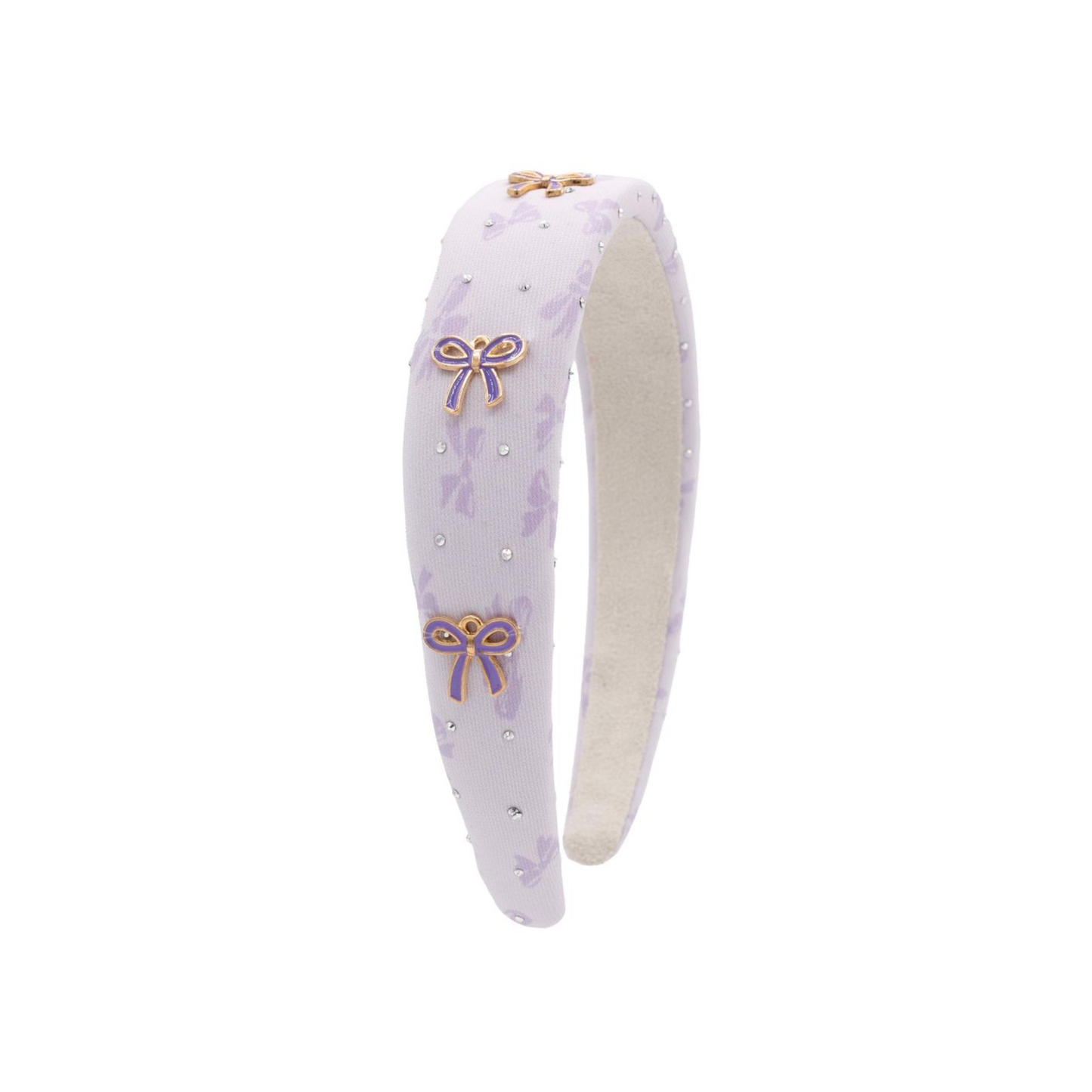 Bari Lynn Purple Padded Bow Crystal Charm Headband