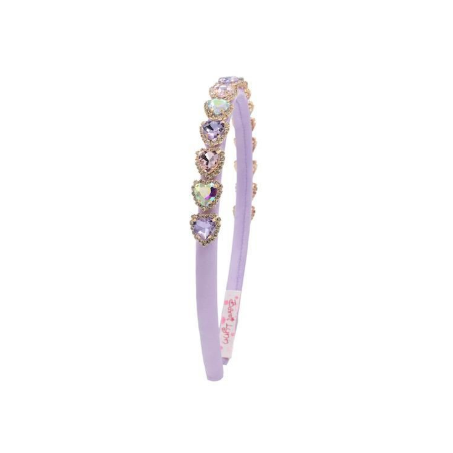 Bari Lynn Thin Satin Heart Jeweled Headband