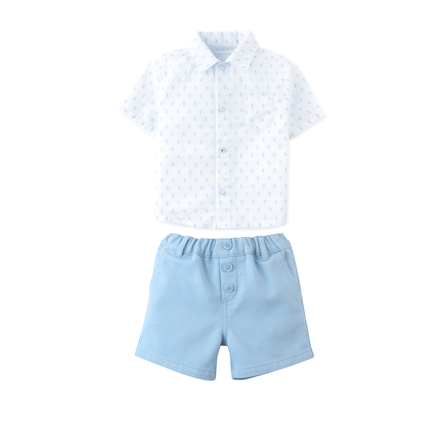 Gingersnaps White/Blue Arnold Textured Shorts Set