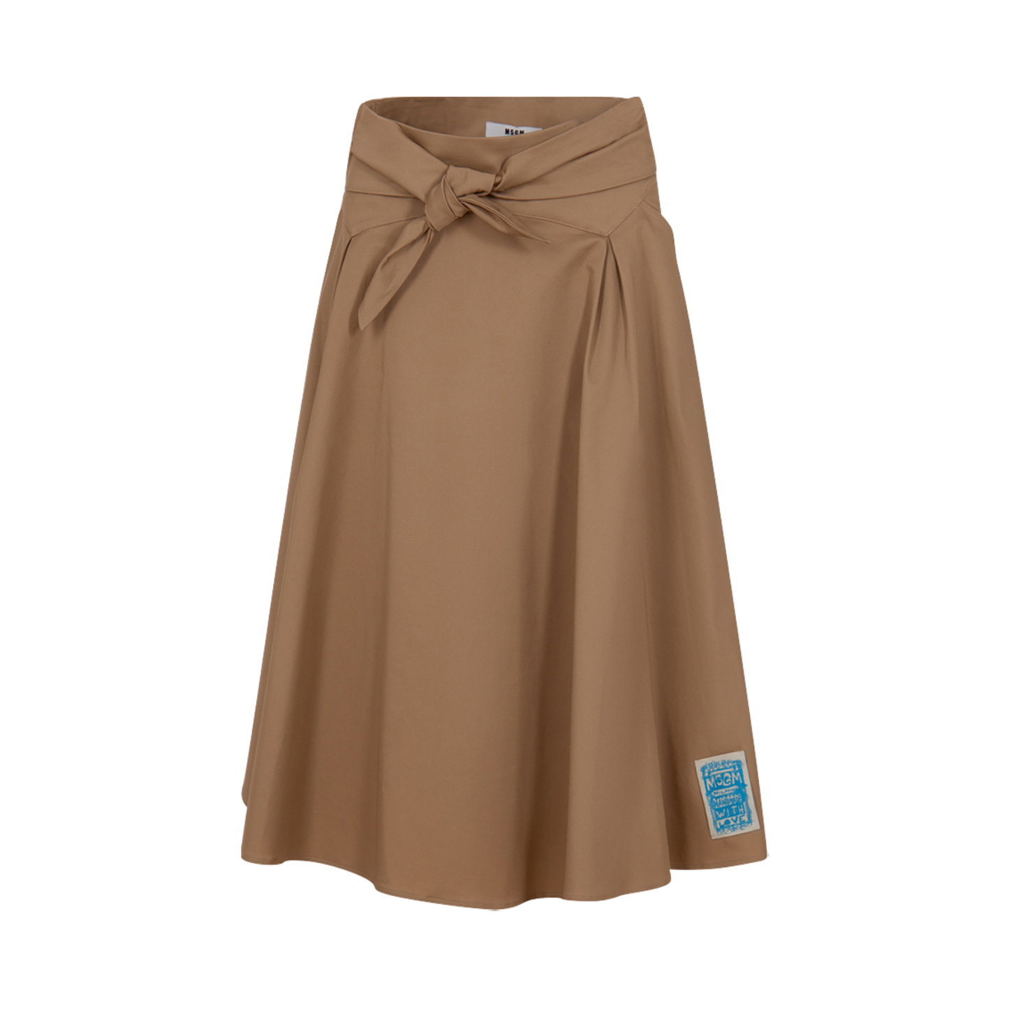MSGM Beige Gabardine Midi Skirt